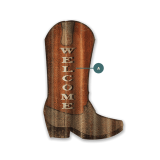 Men's Cowboy Boot Corrugated Cutout Shaped Wall Art Meissenburg Designs