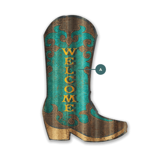 Women's Cowboy Boot Corrugated Cutout Shaped Wall Art Meissenburg Designs