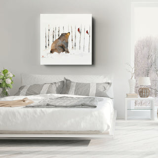 Sitting Bear and Cardinals - Metal Box Art Metal Box Wall Art Dean Crouser
