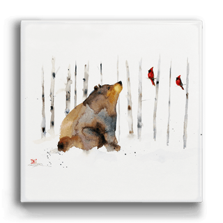 Sitting Bear and Cardinals - Metal Box Art Metal Box Wall Art Dean Crouser