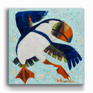 Jump for Joy Puffin - Metal Box Art Metal Box Wall Art Shelle Lindholm