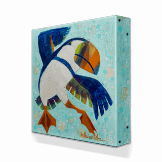Jump for Joy Puffin - Metal Box Art Metal Box Wall Art Shelle Lindholm