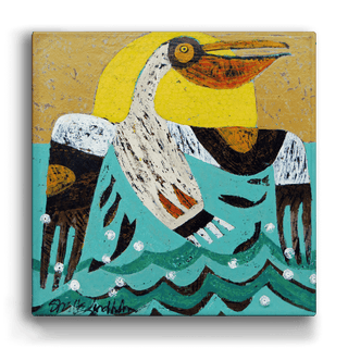 Pelican in the Abstract (1) - Metal Box Art Metal Box Wall Art Shelle Lindholm