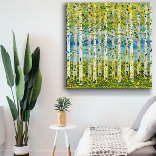 Spring Aspens - Square Metal Box Art Metal Box Wall Art Nancy Seiler