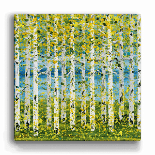 Spring Aspens - Square Metal Box Art Metal Box Wall Art Nancy Seiler