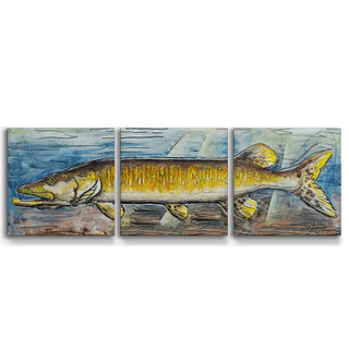 Muskie in Motion: 3-Piece Metal Box Art Metal Box Wall Art Ed Anderson