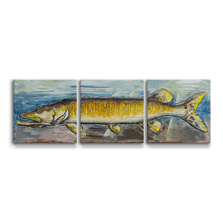 Muskie in Motion: 3-Piece Metal Box Art Metal Box Wall Art Ed Anderson