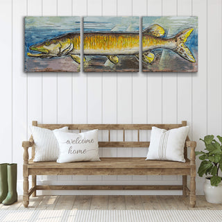 Muskie in Motion: 3-Piece Metal Box Art Metal Box Wall Art Ed Anderson