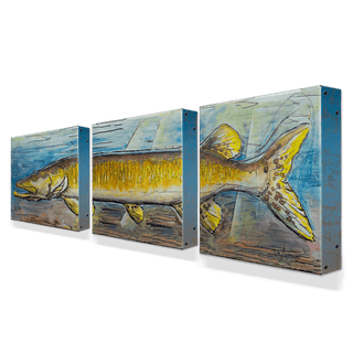 Muskie in Motion: 3-Piece Metal Box Art Metal Box Wall Art Ed Anderson