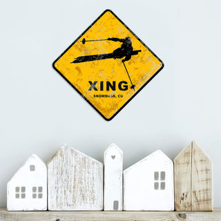 Skier Crossing - Metal Wall Art Wood & Metal Wall Art Meissenburg Designs