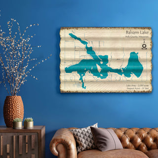 Balsam Lake, Wisconsin - Corrugated Metal Wall Art Corrugated Wall Art Lake Art