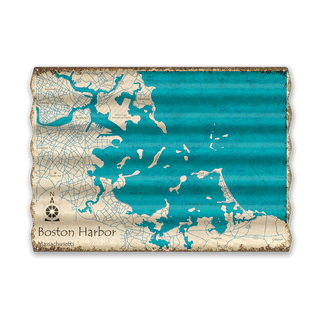 Boston Harbor, Massachusetts - Corrugated Metal Wall Art Corrugated Wall Art Lake Art
