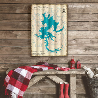 Lake Blue Ridge, Georgia - Corrugated Metal Wall Art Corrugated Wall Art Lake Art