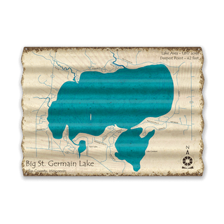 Big St. Germain Lake, Wisconsin - Corrugated Metal Wall Art Corrugated Wall Art Lake Art