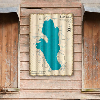 Burt Lake, Michigan- Corrugated Metal Wall Art Corrugated Wall Art Lake Art
