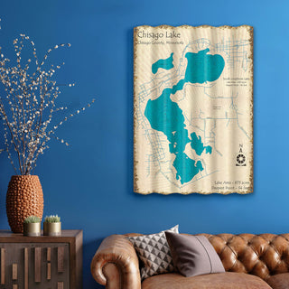 Chisago Lake, Minnesota - Corrugated Metal Wall Art Corrugated Wall Art Lake Art