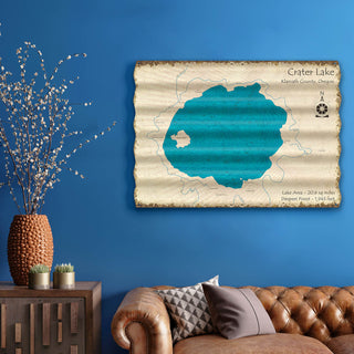 Crater Lake, Oregon - Corrugated Metal Wall Art Corrugated Wall Art Lake Art