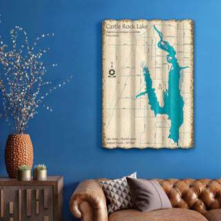 Castle Rock Lake, Wisconsin - Corrugated Metal Wall Art Corrugated Wall Art Lake Art