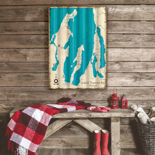 Grand Traverse Bay, Michigan - Corrugated Metal Wall Art Corrugated Wall Art Lake Art