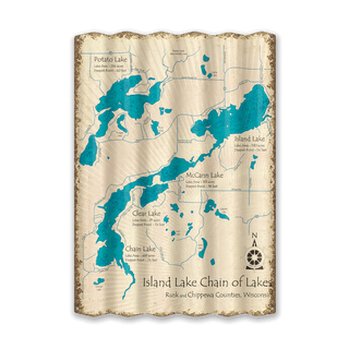 Island Lake Chain of Lakes, Wisconsin - Corrugated Metal Wall Art Corrugated Wall Art Lake Art