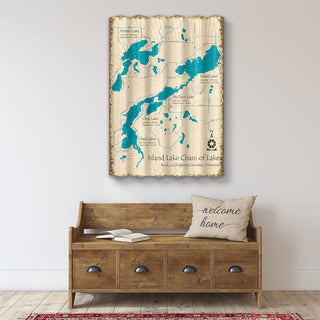 Island Lake Chain of Lakes, Wisconsin - Corrugated Metal Wall Art Corrugated Wall Art Lake Art