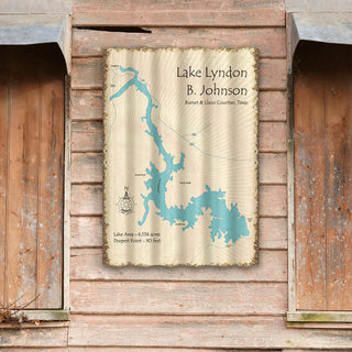 Lake Lyndon B. Johnson, Texas - Corrugated Metal Wall Art Corrugated Wall Art Lake Art