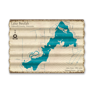 Lake Beulah, Wisconsin - Corrugated Metal Wall Art Corrugated Wall Art Lake Art