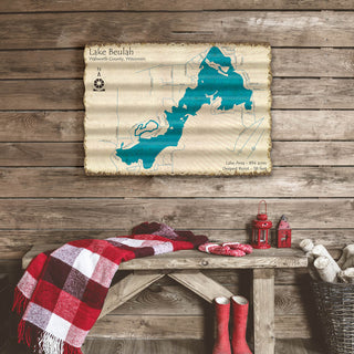 Lake Beulah, Wisconsin - Corrugated Metal Wall Art Corrugated Wall Art Lake Art