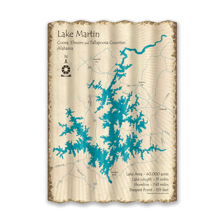 Lake Martin, Alabama - Corrugated Metal Wall Art Corrugated Wall Art Lake Art