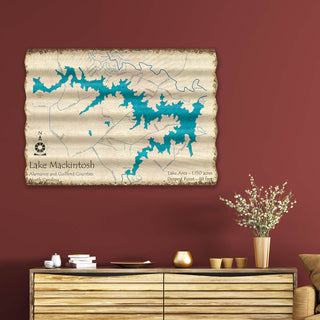 Lake Mackintosh, North Carolina - Corrugated Metal Wall Art Corrugated Wall Art Lake Art