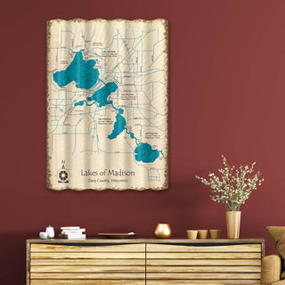 Lakes of Madison, Wisconsin - Corrugated Metal Wall Art Corrugated Wall Art Lake Art