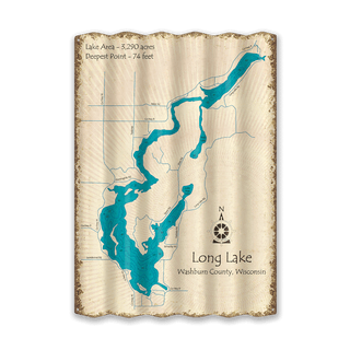 Long Lake, Waushburn County, Wisconsin - Corrugated Metal Wall Art Corrugated Wall Art Lake Art