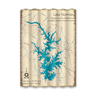 Lake Norman, North Carolina - Corrugated Metal Wall Art Corrugated Wall Art Lake Art