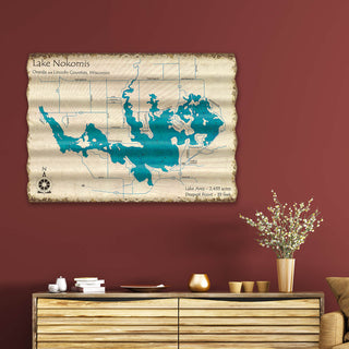 Lake Nokomis, Wisconsin - Corrugated Metal Wall Art Corrugated Wall Art Lake Art