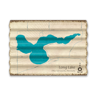 Long Lake, Otter Tail County MN - Corrugated Metal Wall Art Corrugated Wall Art Lake Art