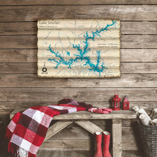 Lake Sinclair, Georgia - Corrugated Metal Wall Art Corrugated Wall Art Lake Art