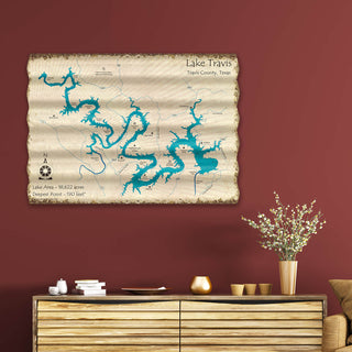 Lake Travis, Texas - Corrugated Metal Wall Art Corrugated Wall Art Lake Art