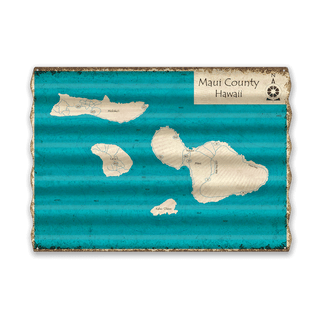The Islands of Maui County, Hawaii - Corrugated Metal Wall Art Corrugated Wall Art Lake Art
