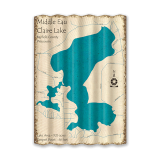 Middle Eau Claire Lake, Wisconsin - Corrugated Metal Wall Art Corrugated Wall Art Lake Art