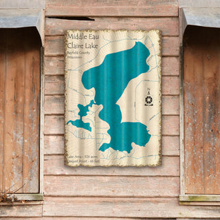 Middle Eau Claire Lake, Wisconsin - Corrugated Metal Wall Art Corrugated Wall Art Lake Art
