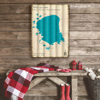 Mille Lacs Lake, Minnesota - Corrugated Metal Wall Art Corrugated Wall Art Lake Art