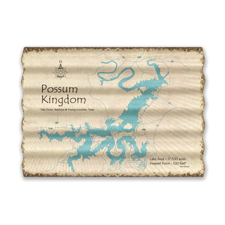 Possum Kingdom Lake, Texas - Corrugated Metal Wall Art Corrugated Wall Art Lake Art