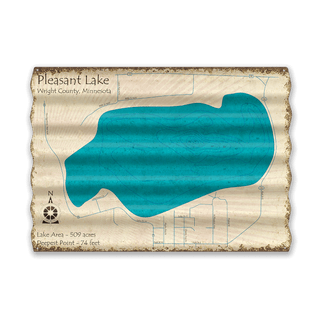 Pleasant Lake, Minnesota - Corrugated Metal Wall Art Corrugated Wall Art Lake Art