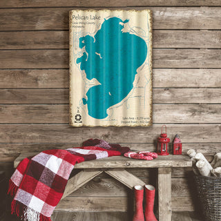 Pelican Lake, Crow Wing Minnesota - Corrugated Metal Wall Art Corrugated Wall Art Lake Art