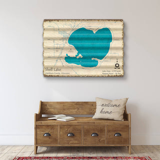 Shell Lake, Wisconsin - Corrugated Metal Wall Art Corrugated Wall Art Lake Art