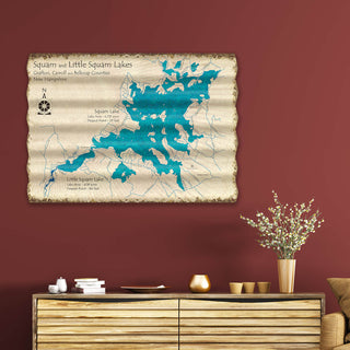 Squam & Little Squam Lakes, New Hampshire - Corrugated Metal Wall Art Corrugated Wall Art Lake Art