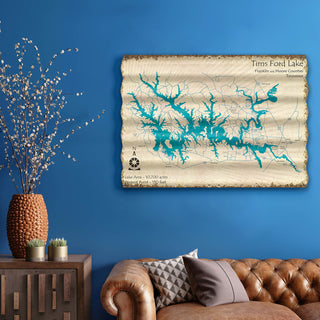 Tims Ford Lake, Tennessee - Corrugated Metal Wall Art Corrugated Wall Art Lake Art