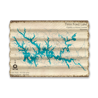 Tims Ford Lake, Tennessee - Corrugated Metal Wall Art Corrugated Wall Art Lake Art