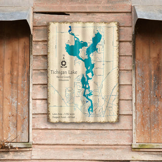 Tichigan Lake, Wisconsin - Corrugated Metal Wall Art Corrugated Wall Art Lake Art