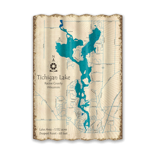 Tichigan Lake, Wisconsin - Corrugated Metal Wall Art Corrugated Wall Art Lake Art